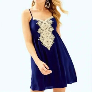 Lilly Pulitzer Women’s Kelsey Silk Short True Navy Blue Sleeveless Dress Sz 4
